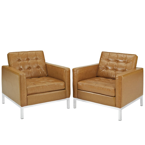 Modway Loft Armchair Leather Set of 2