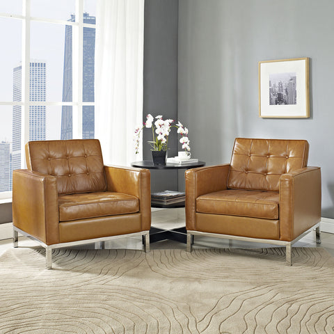 Modway Loft Armchair Leather Set of 2