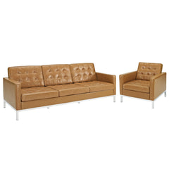 Modway Loft Armchair and Sofa Leather 2 Piece Set