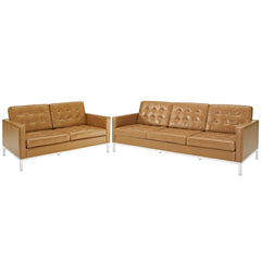 Modway Loft Loveseat and Sofa Leather 2 Piece Set