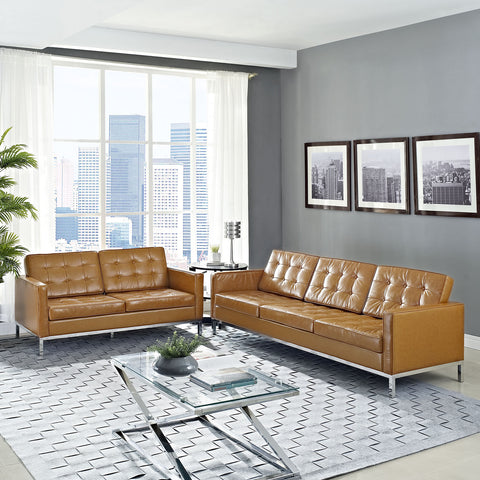 Modway Loft Loveseat and Sofa Leather 2 Piece Set