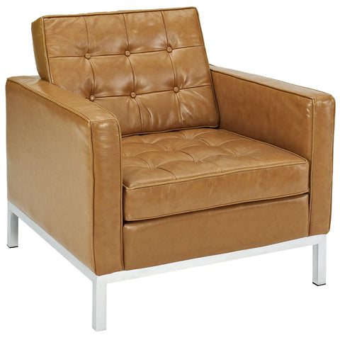 Modway Loft Armchair Loveseat and Sofa Set Leather 3 Piece Set
