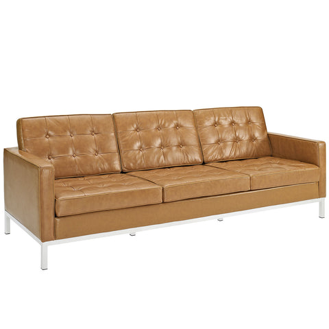 Modway Loft Armchair Loveseat and Sofa Set Leather 3 Piece Set