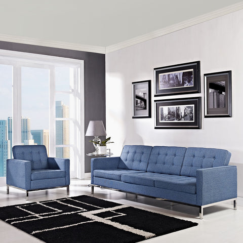 Modway Loft Armchair and Sofa Wool Set of 2