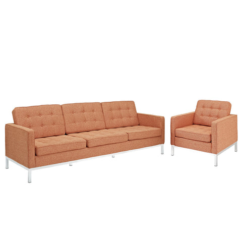Modway Loft Armchair and Sofa Wool Set of 2