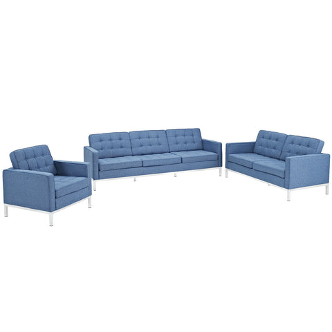 Modway Loft Armchair Loveseat and Sofa Set of 3