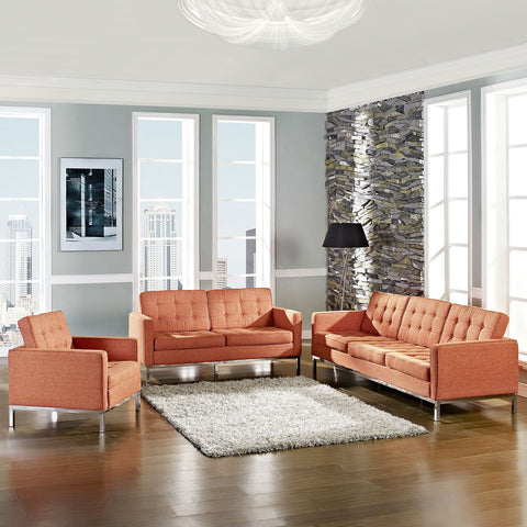 Modway Loft Armchair Loveseat and Sofa Set of 3