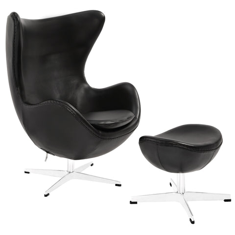 Modway Glove Leather Lounge Chair and Ottoman