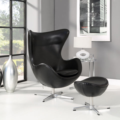 Modway Glove Leather Lounge Chair and Ottoman