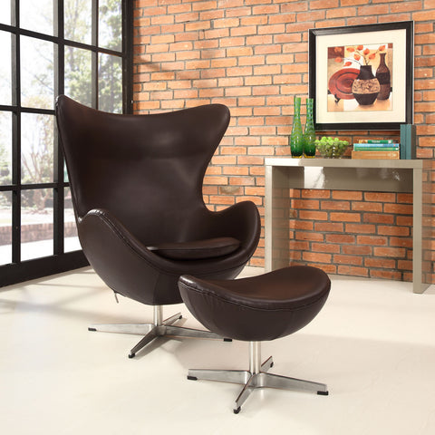 Modway Glove Leather Lounge Chair and Ottoman