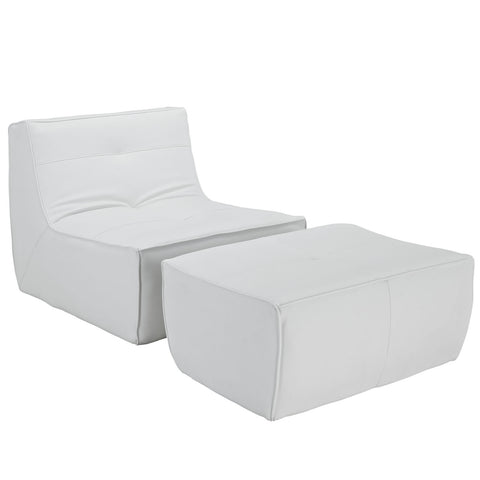 Modway Align 2 Piece Leather Armchair and Ottoman Set