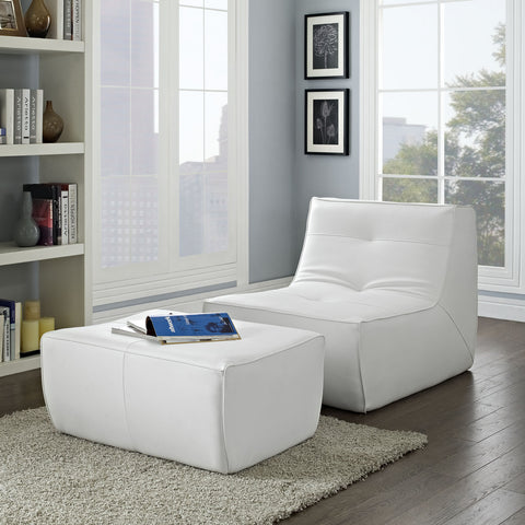 Modway Align 2 Piece Leather Armchair and Ottoman Set
