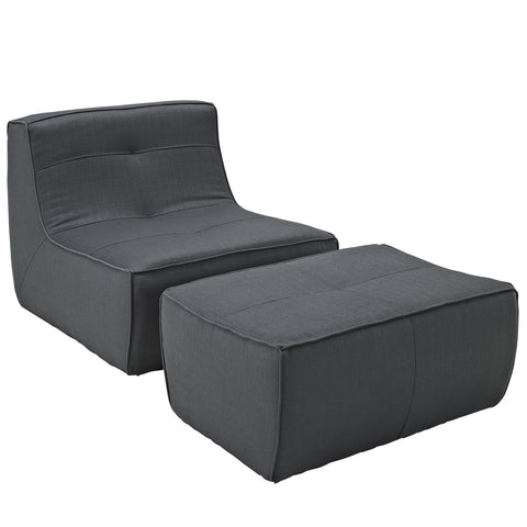 Modway Align 2 Piece Upholstered Armchair and Ottoman Set