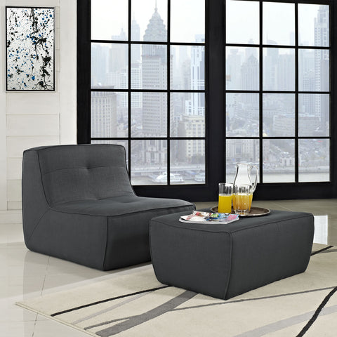 Modway Align 2 Piece Upholstered Armchair and Ottoman Set