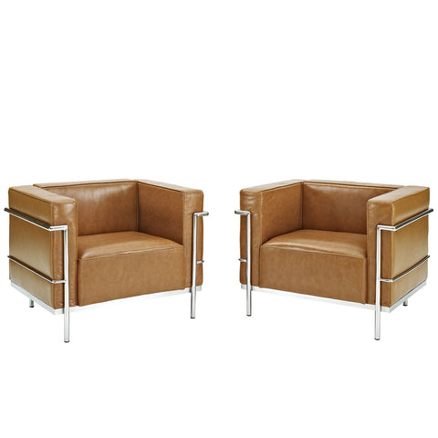 Modway Charles Grande Leather Armchairs Set Of 2