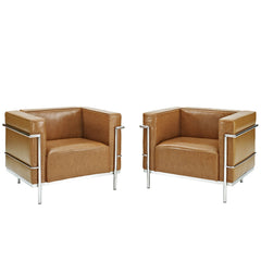 Modway Charles Grande Leather Armchairs Set Of 2