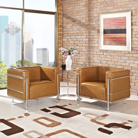 Modway Charles Grande Leather Armchairs Set Of 2