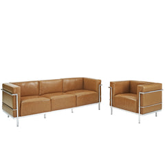 Modway Charles Grande Leather Sofa  and Armchair Set Of 2