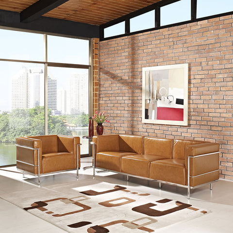 Modway Charles Grande Leather Sofa  and Armchair Set Of 2
