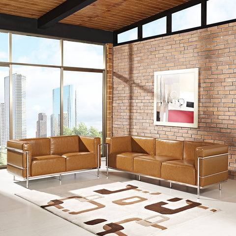 Modway Charles Grande Leather Sofa and  Loveseat Set Of 2