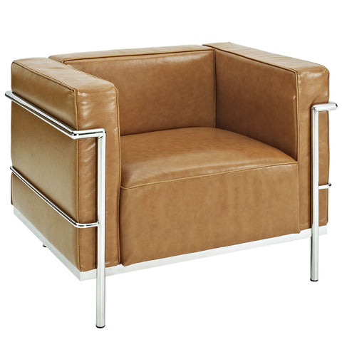 Modway Charles Grande Leather Sofa Loveseat and Armchair Set Of 3