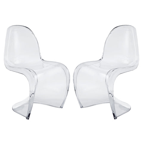 Modway Slither Clear Dining Side Chairs Set of 2