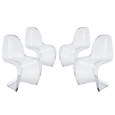 Modway Slither Clear Dining Side Chair Set of 4