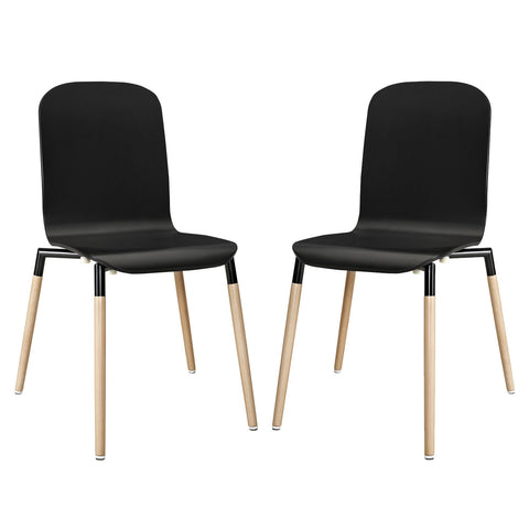 Modway Stack Wood Dining Chairs Set of 2
