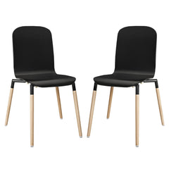 Modway Stack Wood Dining Chairs Set of 2
