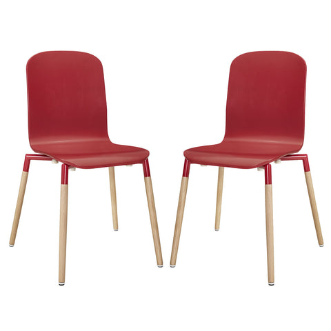 Modway Stack Wood Dining Chairs Set of 2