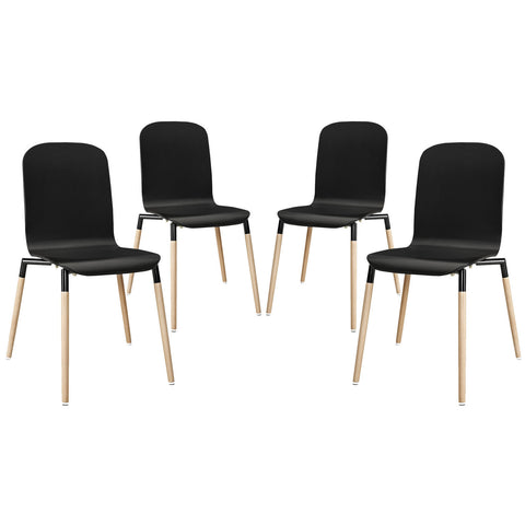 Modway Stack Wood Dining Chairs Set of 4