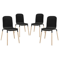 Modway Stack Wood Dining Chairs Set of 4
