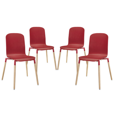 Modway Stack Wood Dining Chairs Set of 4