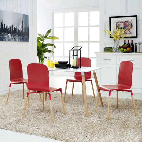 Modway Stack Wood Dining Chairs Set of 4