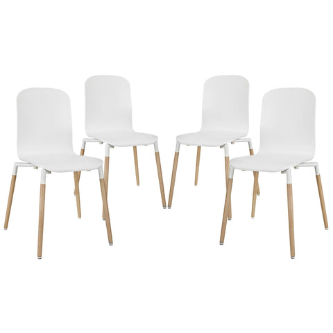 Modway Stack Wood Dining Chairs Set of 4