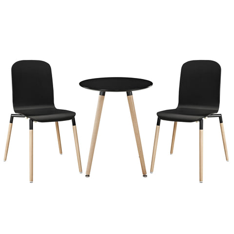 Modway Stack Wood Dining Chairs and Table Set of 3