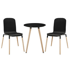 Modway Stack Wood Dining Chairs and Table Set of 3