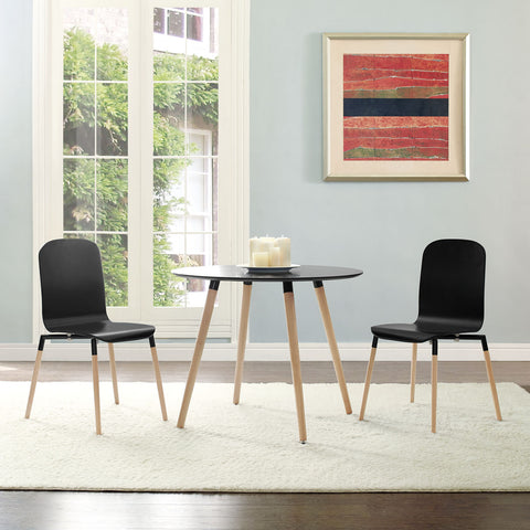 Modway Stack Wood Dining Chairs and Table Set of 3