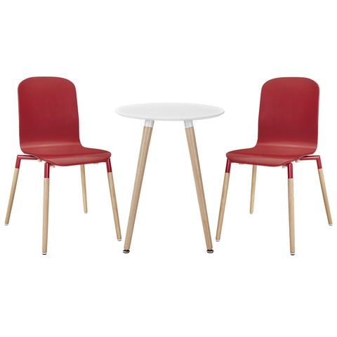 Modway Stack Wood Dining Chairs and Table Set of 3
