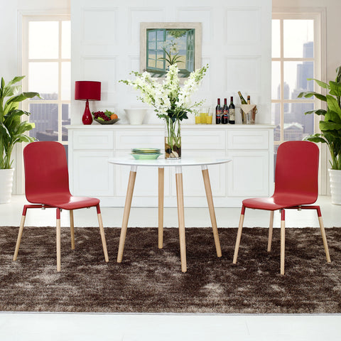 Modway Stack Wood Dining Chairs and Table Set of 3