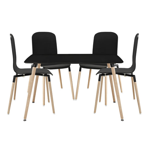 Modway Stack Wood Dining Chairs and Table Set of 5