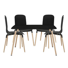 Modway Stack Wood Dining Chairs and Table Set of 5