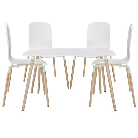 Modway Stack Wood Dining Chairs and Table Set of 5