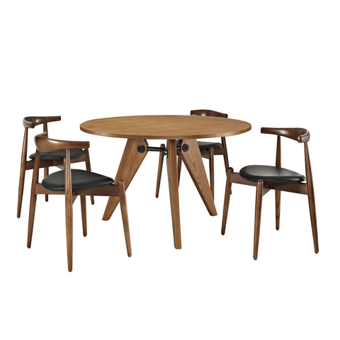 Modway Stalwart Dining Chairs and Table Set of 5