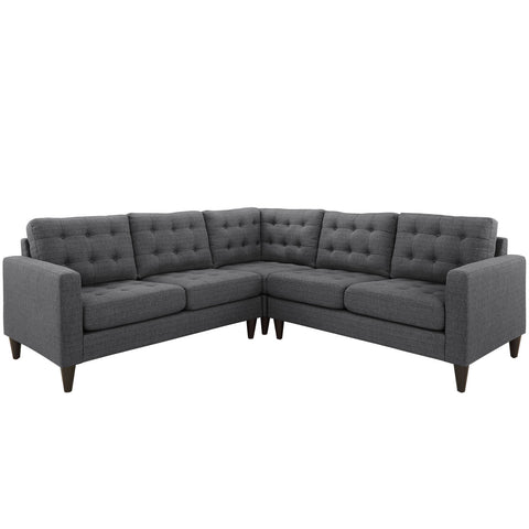 Modway Empress 3 Piece Fabric Sectional Sofa Set