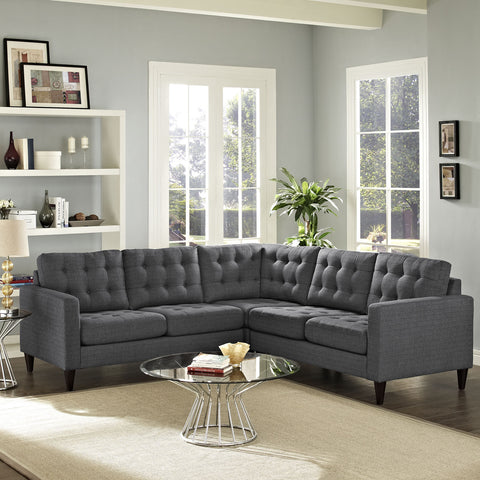 Modway Empress 3 Piece Fabric Sectional Sofa Set