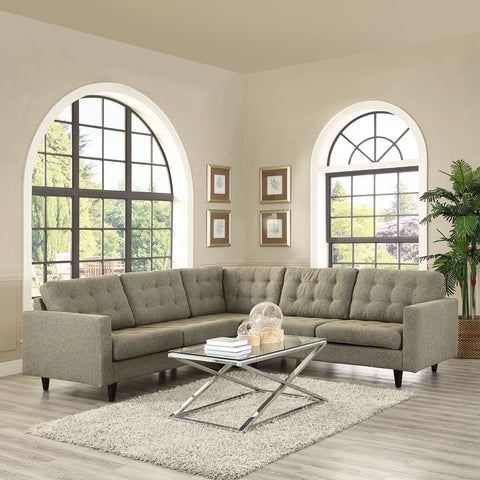 Modway Empress 3 Piece Fabric Sectional Sofa Set