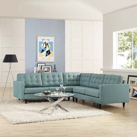Modway Empress 3 Piece Fabric Sectional Sofa Set