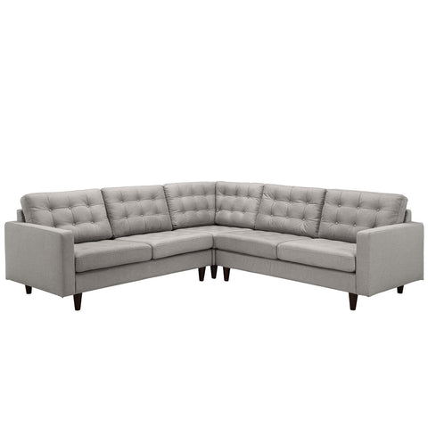 Modway Empress 3 Piece Fabric Sectional Sofa Set
