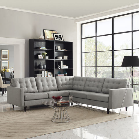 Modway Empress 3 Piece Fabric Sectional Sofa Set
